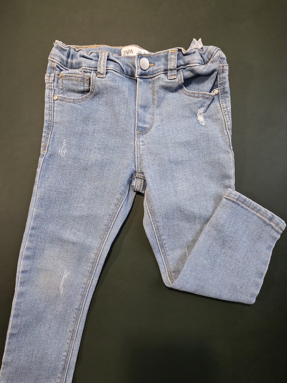 ZARA Light Blue Kids Denim Jeggings with Subtle Distress